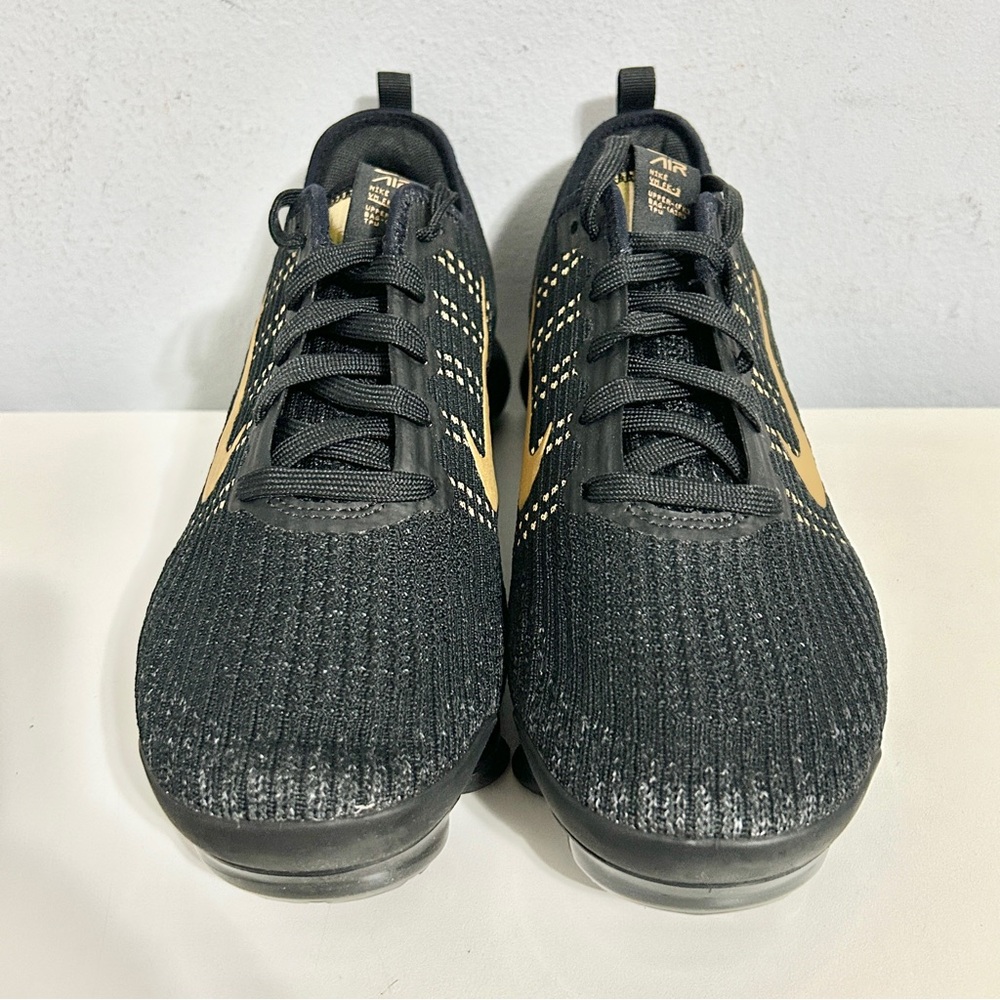 Nike Air VaporMax Flyknit 3 GS “Black Gold” Women’s Size 8.5 Kids 7Y Sneakers - Picture 3 of 9